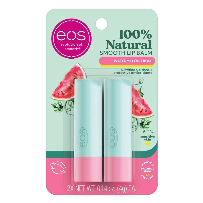 slide 1 of 5, eos 100% Natural Watermelon Frosé Lip Balm Stick - 2pk, 2 ct