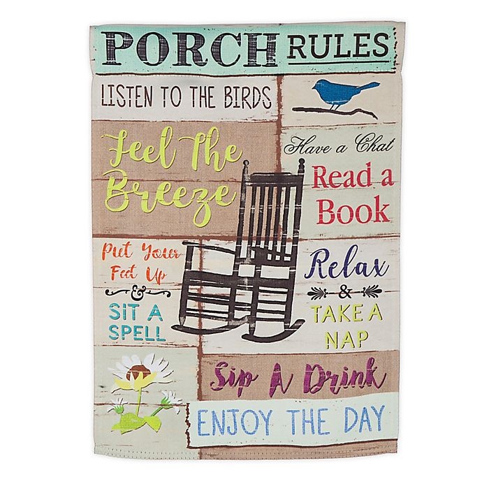 slide 1 of 1, Evergreen Porch Rules'' Double-Sided Garden Flag'', 1 ct