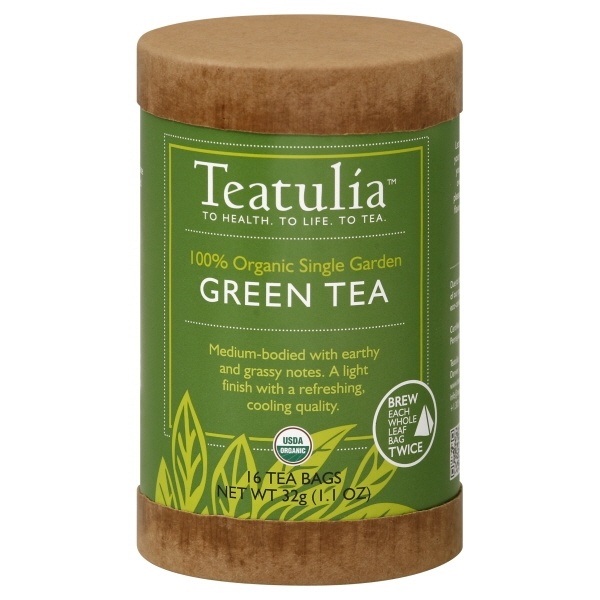 slide 1 of 1, Teatulia Organic Eco Canister Green Tea, 16 ct