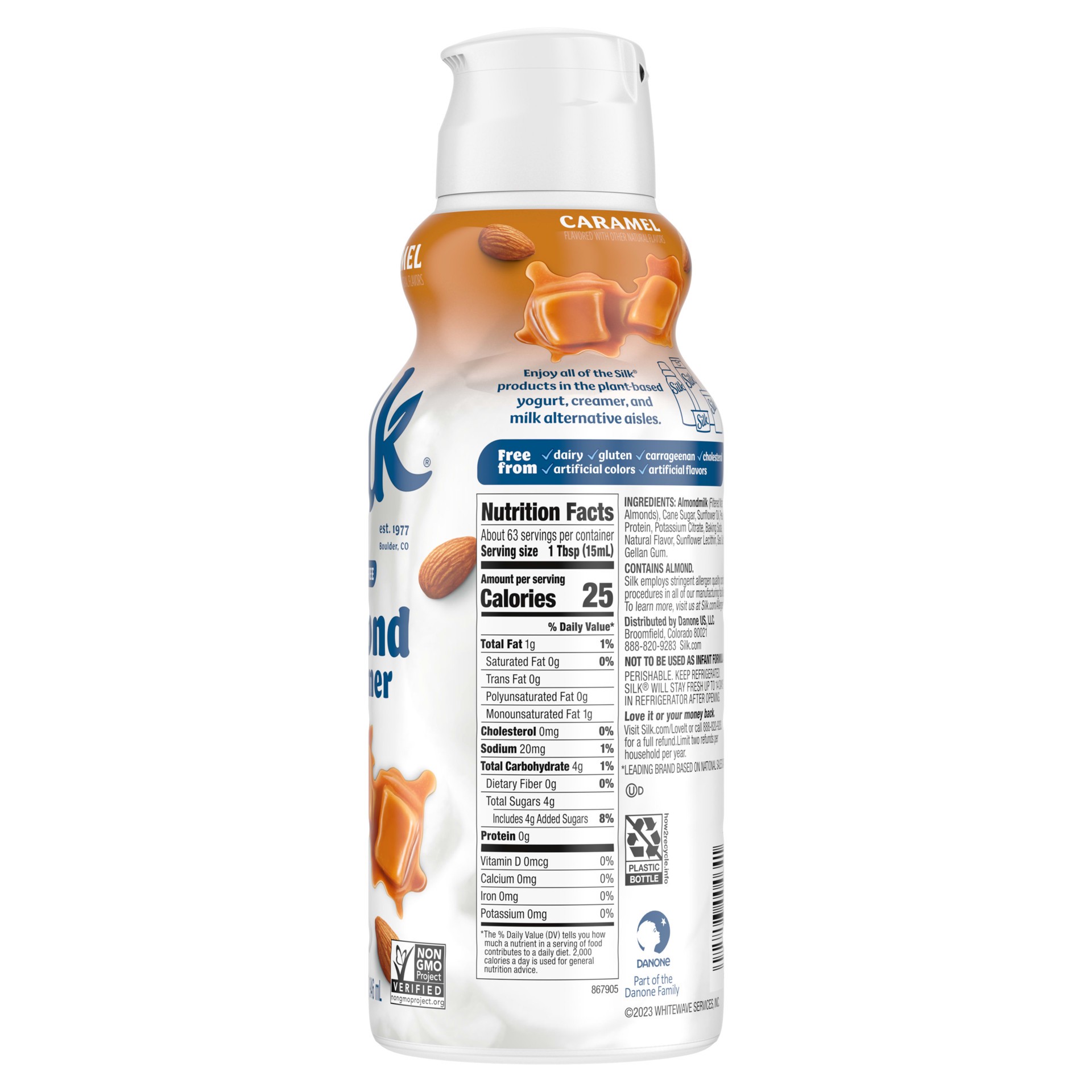 slide 5 of 5, Silk Caramel Almond Creamer - 32 fl oz (1qt) Bottle, 32 fl oz