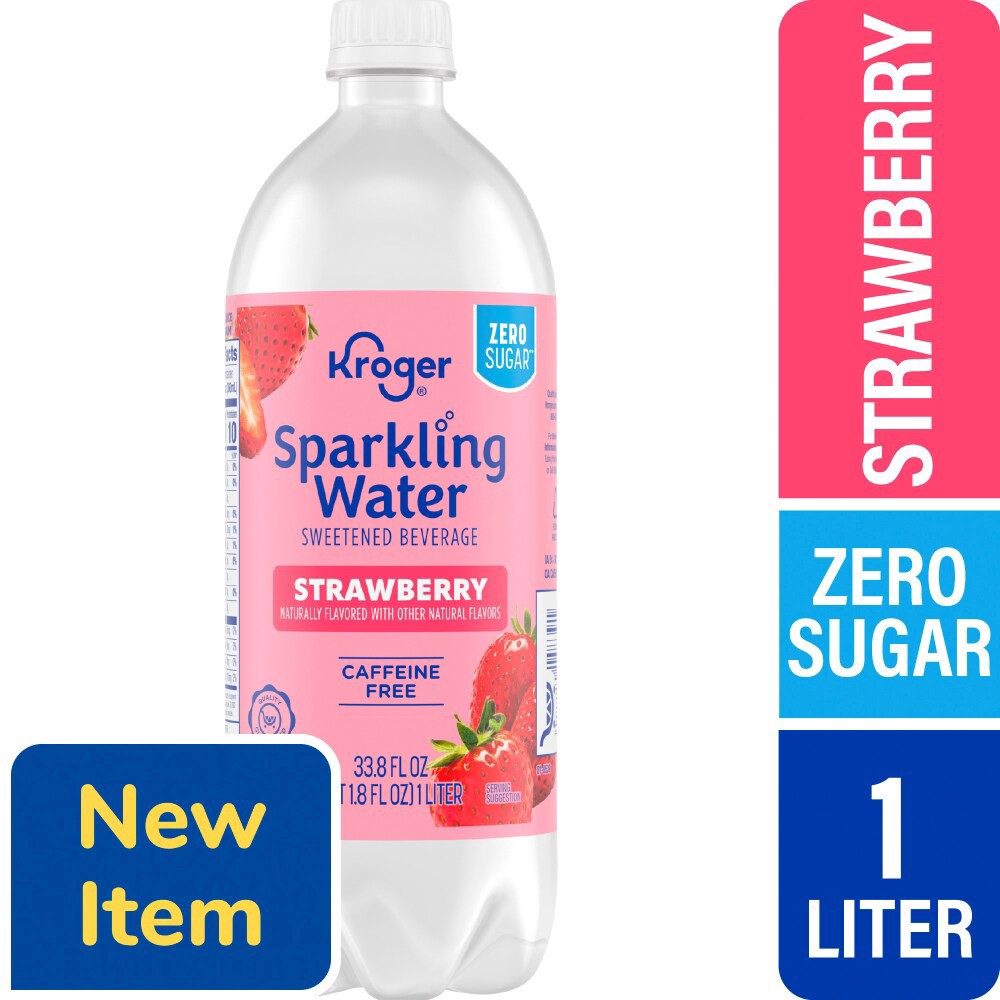 slide 1 of 1, Kroger® Zero Sugar Strawberry Sparkling Water, 1 liter