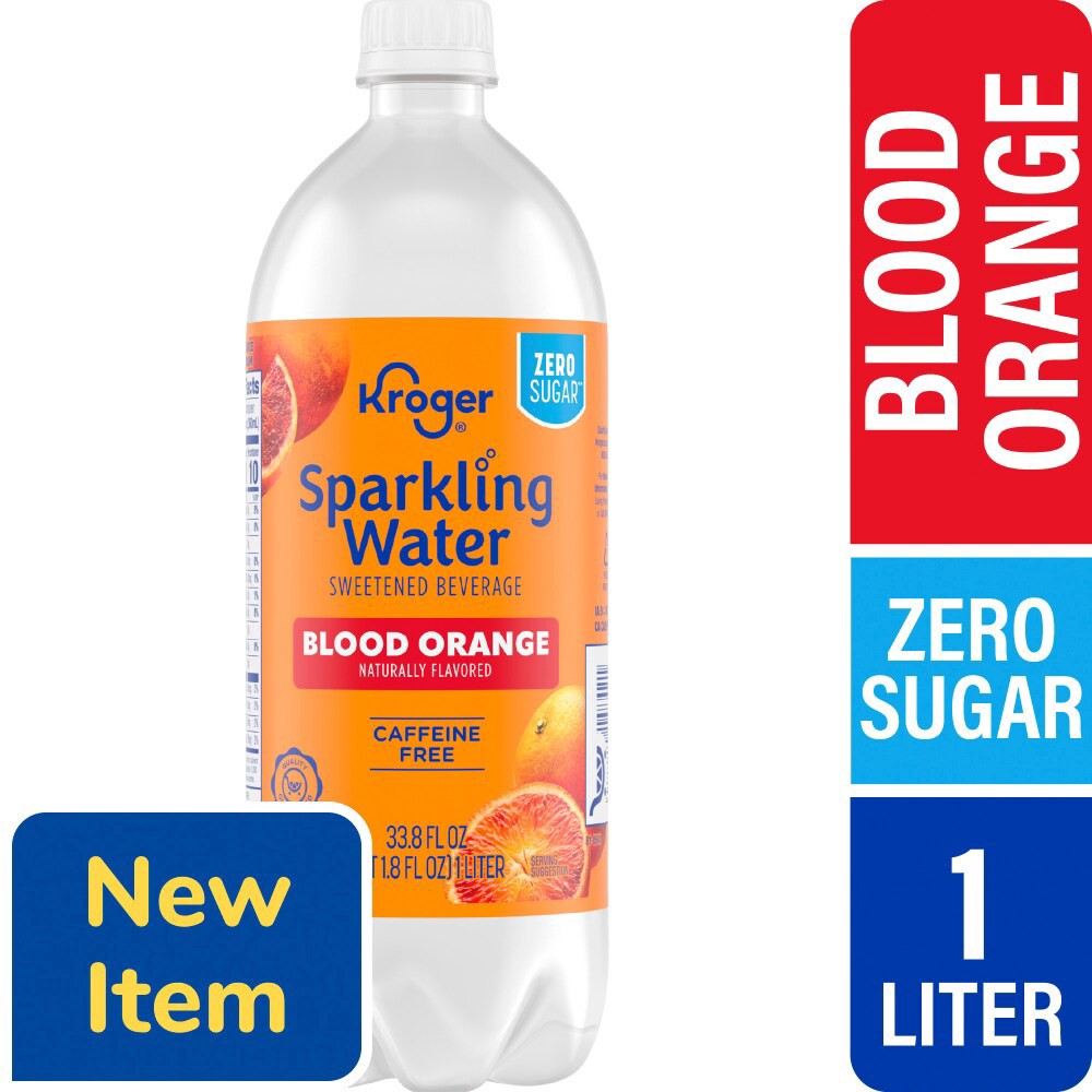 slide 1 of 1, Kroger® Zero Sugar Blood Orange Sparkling Water, 1 liter