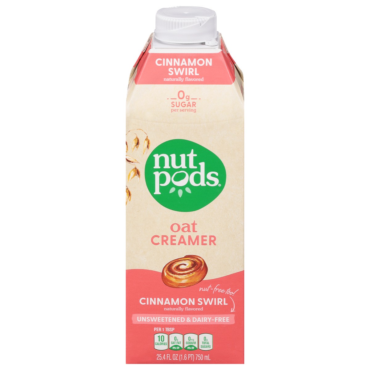 slide 1 of 1, nutpods Unsweetened & Dairy Free Cinnamon Swirl Oat Creamer 25.4 fl oz, 1 ct