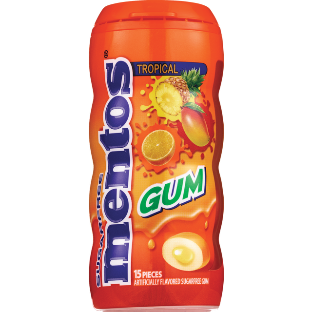 slide 1 of 1, Mentos Sugar Free Chewing Gum Tropical, 15 ct