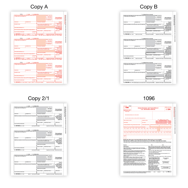 slide 2 of 4, Office Depot 1099-Nec Laser Tax Forms With Software, 4-Part, 3-Up, 8-1/2"" X 11"", Pack Of 50 Form Sets, 50 ct