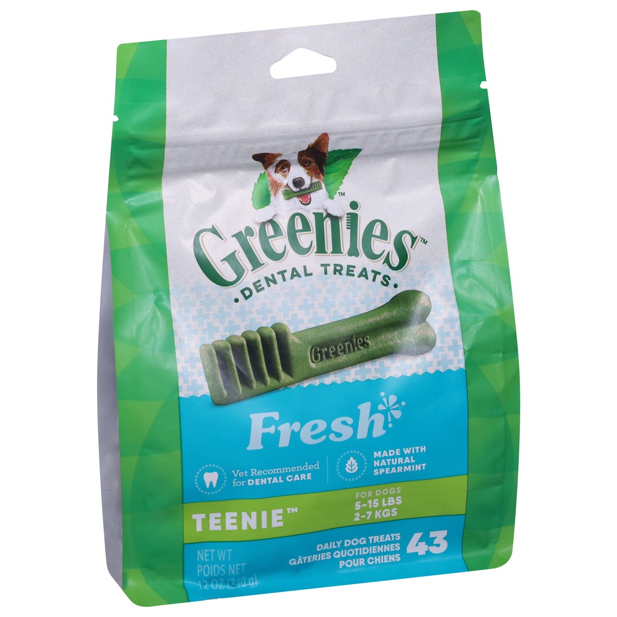 slide 2 of 9, Greenies Teenie Chewy Dental Dog Treats Fresh Mint and Spearmint - 12oz/43ct, 43 ct