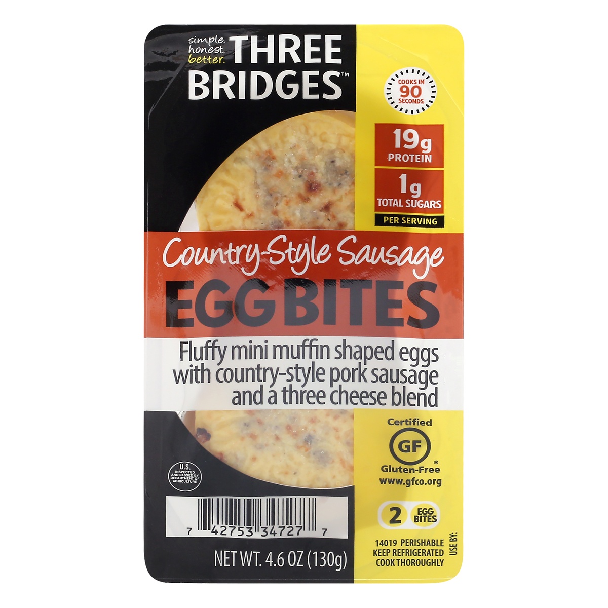 Three Bridges Gluten Free CountryStyle Sausage Egg Bites 4.6oz 4.6