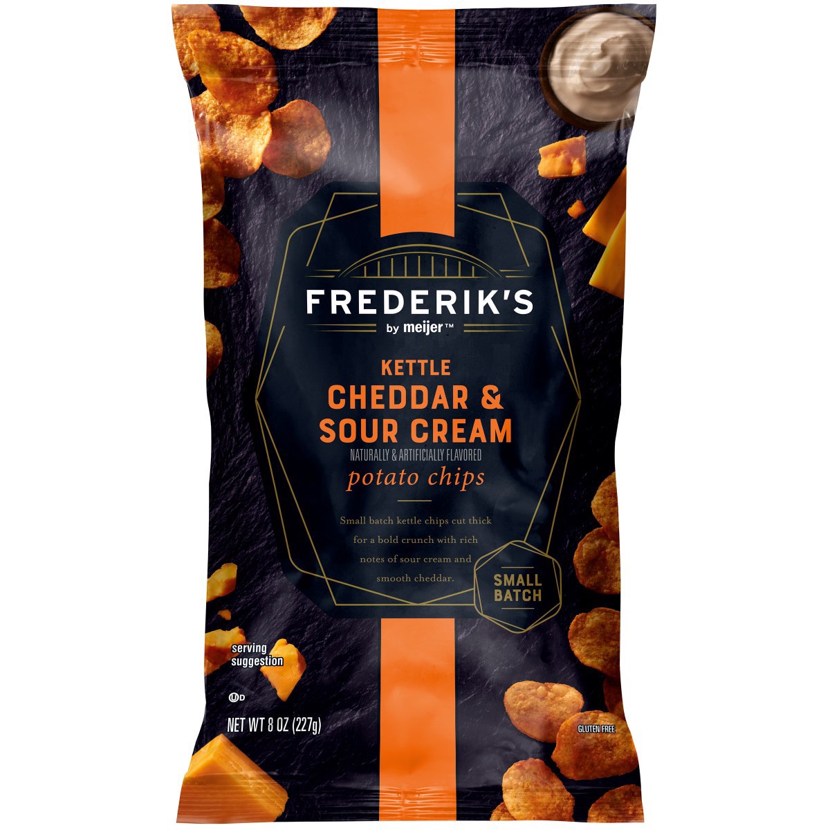 slide 1 of 5, FREDERIKS BY MEIJER Frederik's by Meijer Cheddar & Sour Cream Kettle Chips, 8 oz