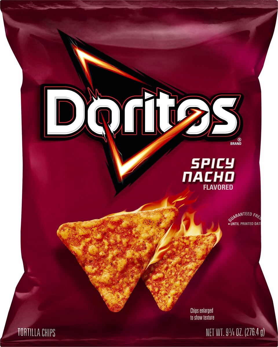 slide 3 of 6, Doritos Tortilla Chips, Spicy Nacho, 9.75 oz
