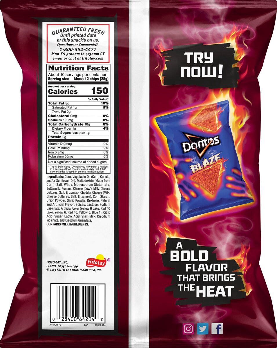 slide 4 of 6, Doritos Tortilla Chips, Spicy Nacho, 9.75 oz
