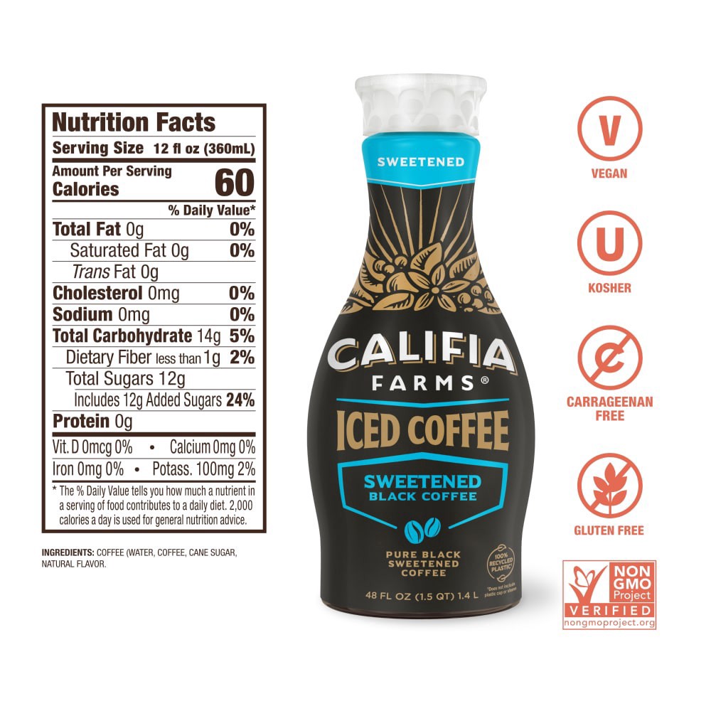 slide 5 of 5, Califia Farms Sweetened Iced Coffee - 48 fl oz, 48 fl oz