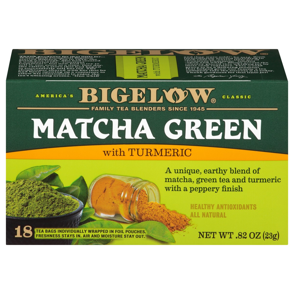 slide 1 of 9, Bigelow Matcha Green Turmeric Tea, 0.82 oz