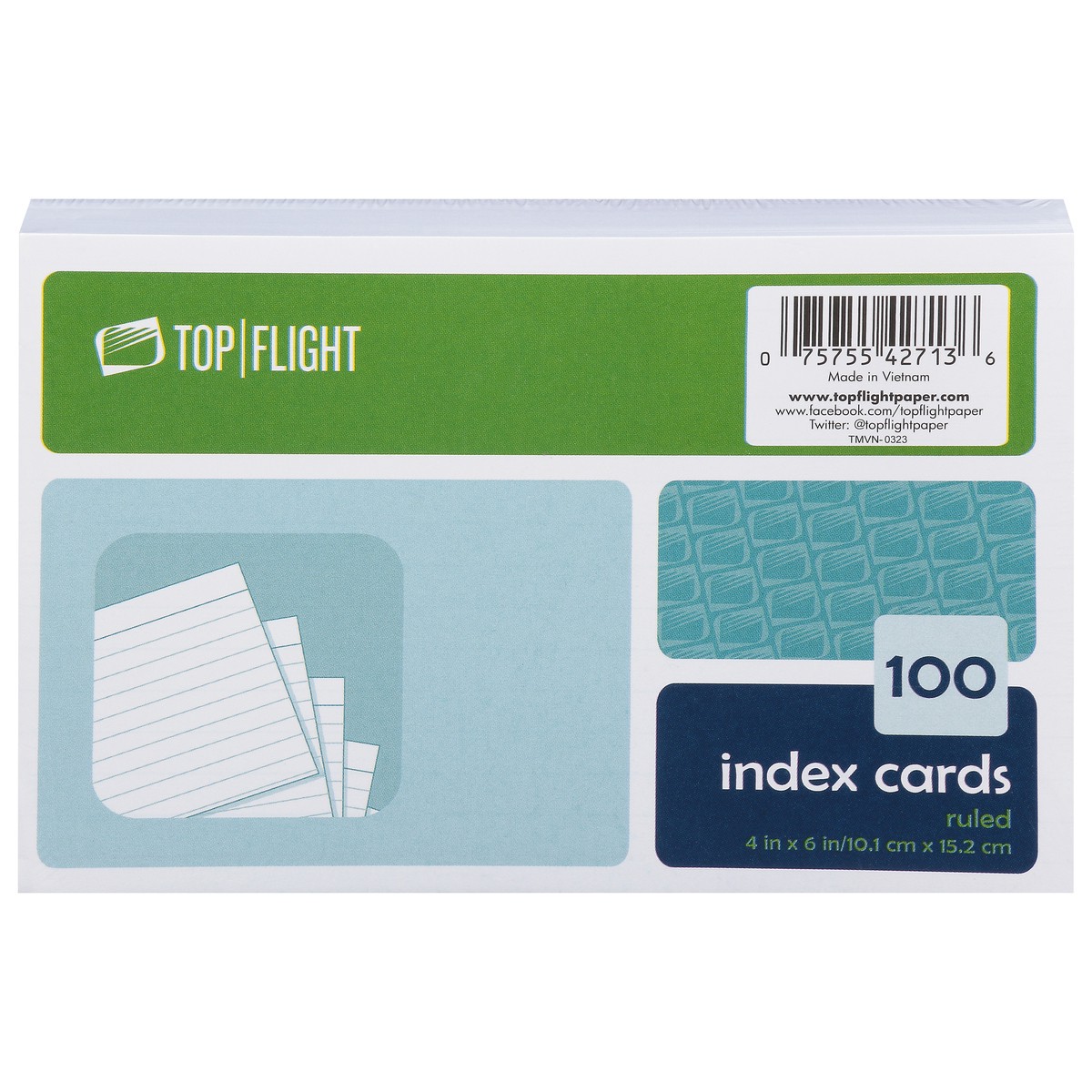 slide 1 of 6, Top Flight Ruled Index Cards 100 ea, 100 ct