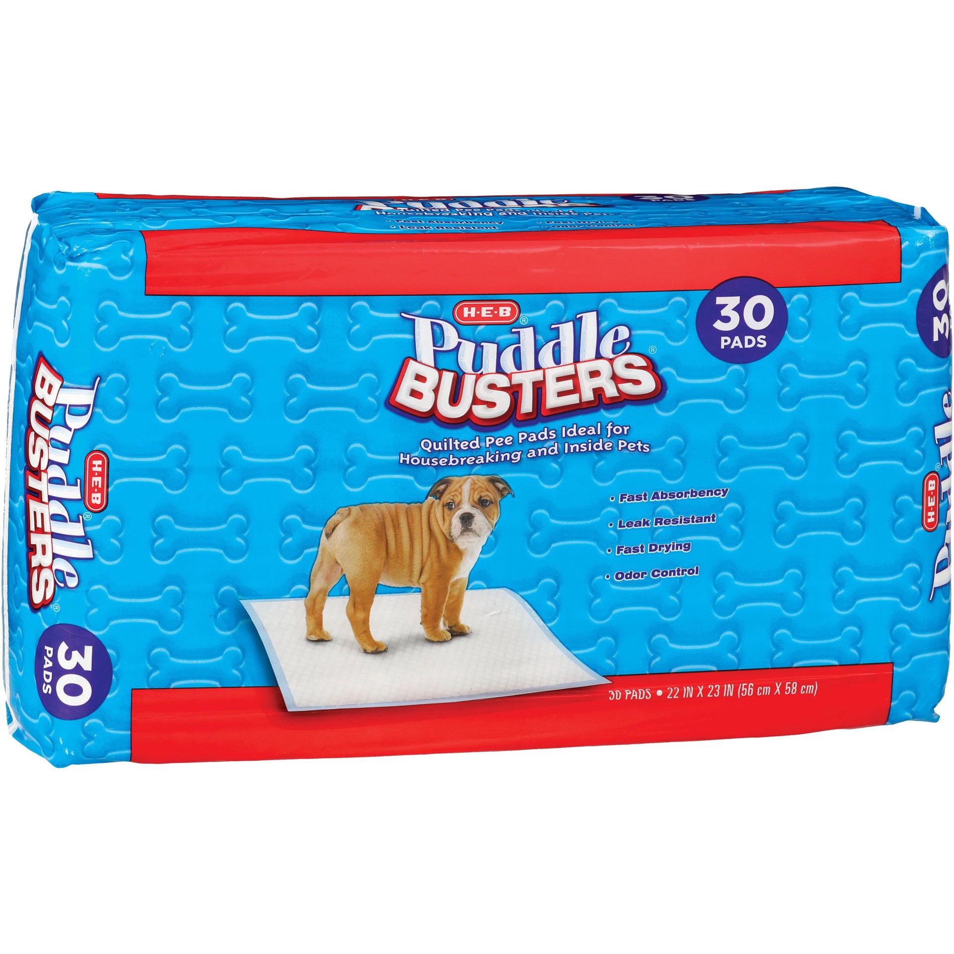 slide 1 of 1, H-E-B Puddle Busters Quilted Pee Pads, 30 ct