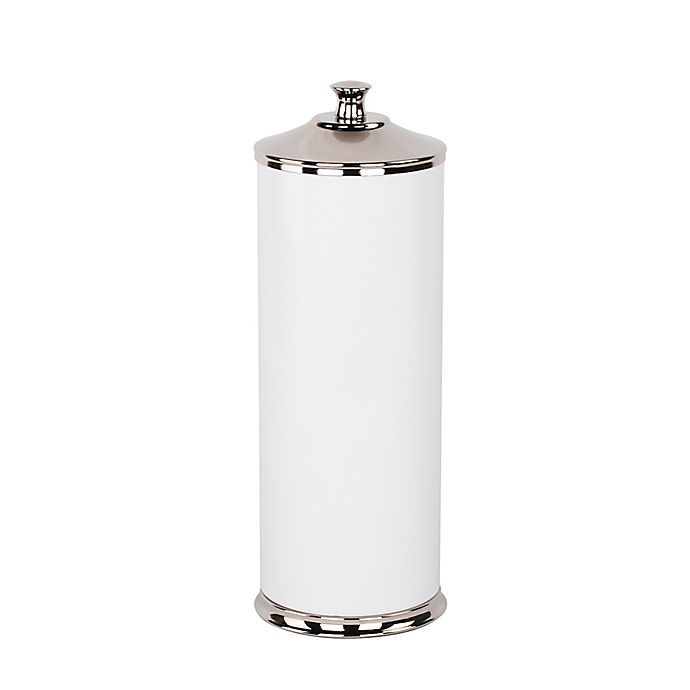 slide 1 of 1, Alumiluxe Rust-Proof Toilet Paper Reserve Holder with Lid - White/Polished Nickel, 1 ct