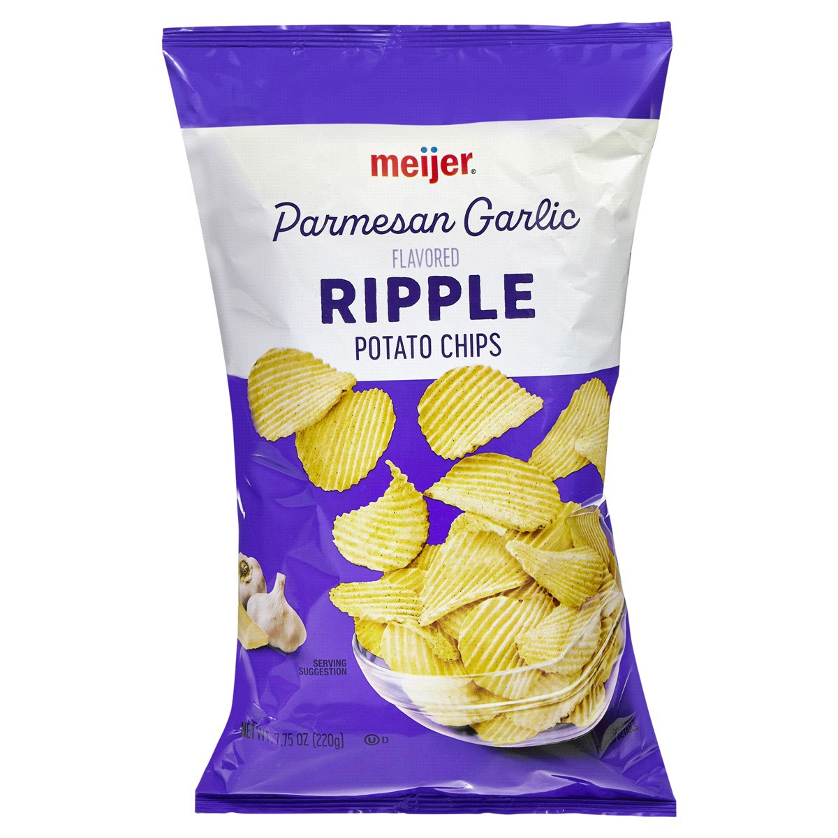 slide 1 of 25, Meijer Ripple Parmesan Garlic Potato Chips, 7.75 oz