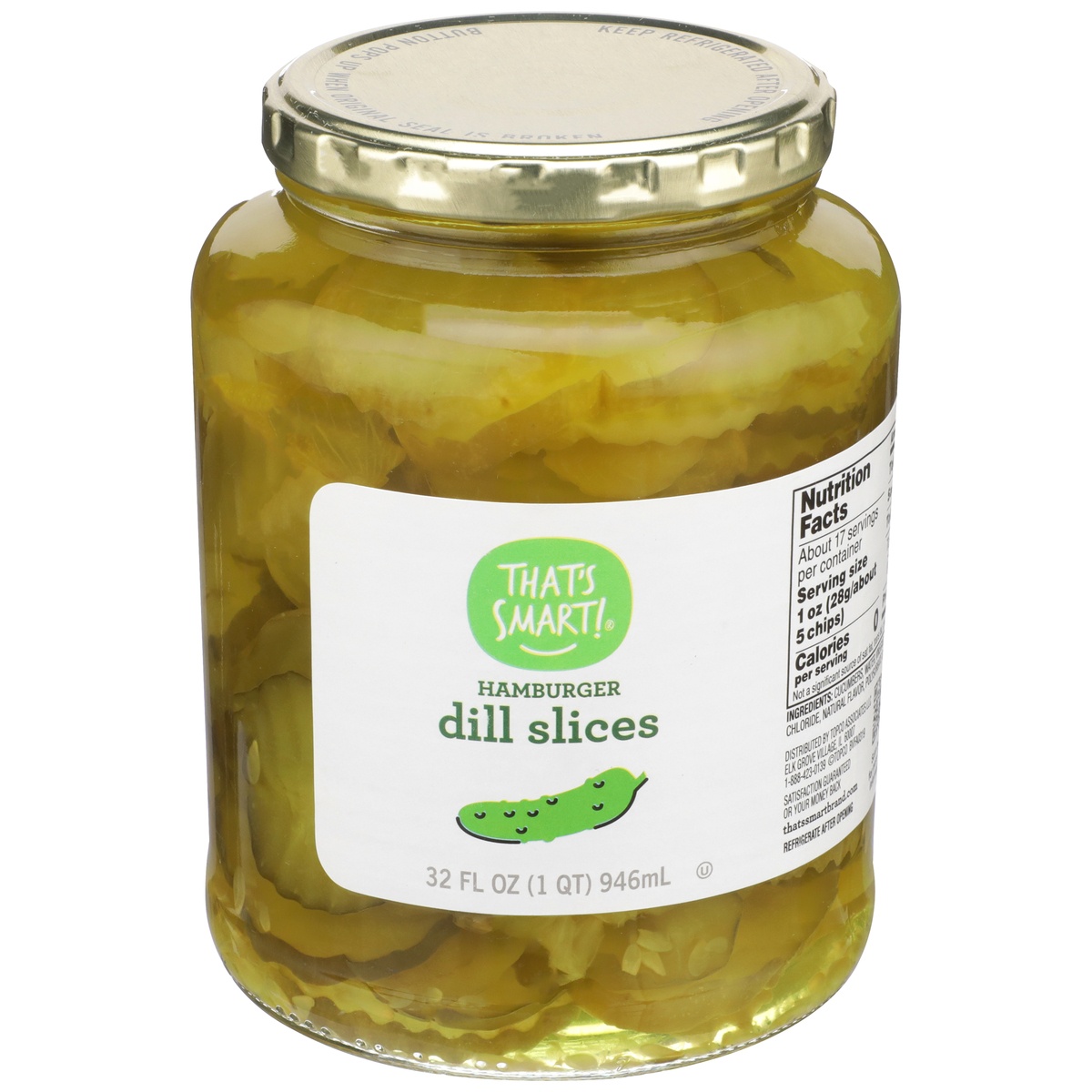 slide 1 of 1, That's Smart! Hamburger Dill Slices, 32 fl oz