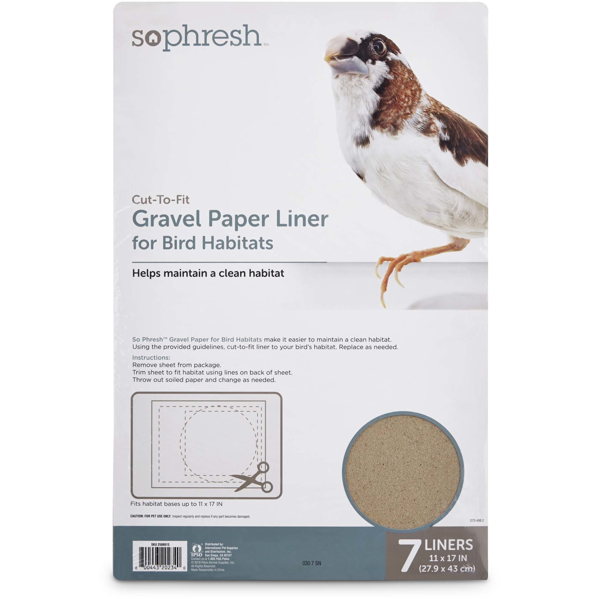 slide 1 of 1, So Phresh Gravel Paper Liner for Bird Habitats, 7 ct