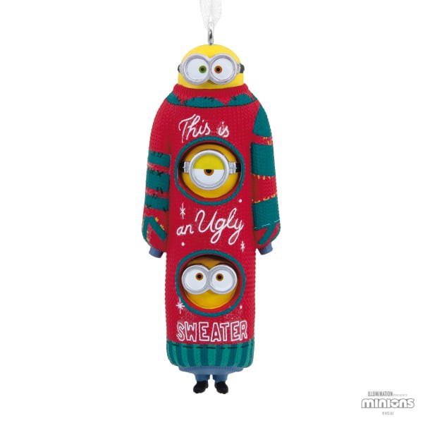 slide 3 of 5, Hallmark Minions Ugly Christmas Sweater Ornament, 3-1/2""H X 1-1/4""W X 1""D, Multicolor, 1 ct