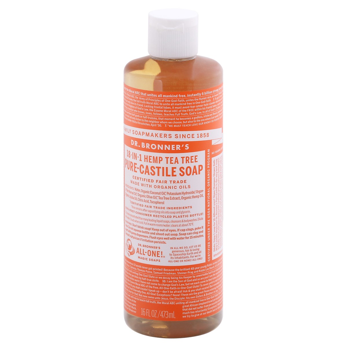 slide 2 of 11, Dr. Bronner's 18-in-1 Hemp Tea Tree Pure-Castile Soap 16 fl oz, 16 fl oz