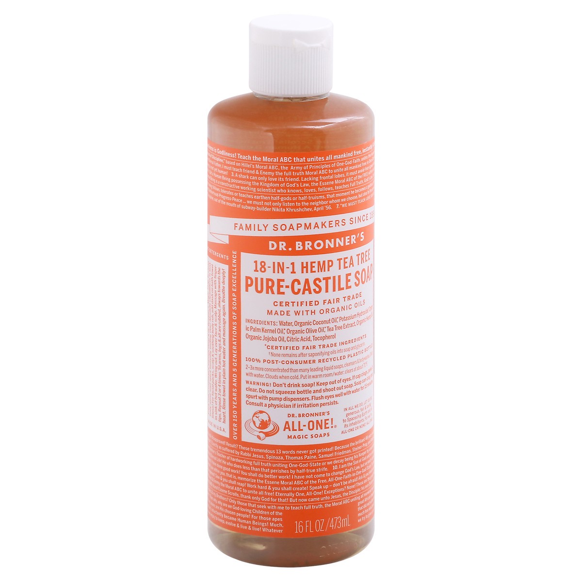 slide 7 of 11, Dr. Bronner's 18-in-1 Hemp Tea Tree Pure-Castile Soap 16 fl oz, 16 fl oz