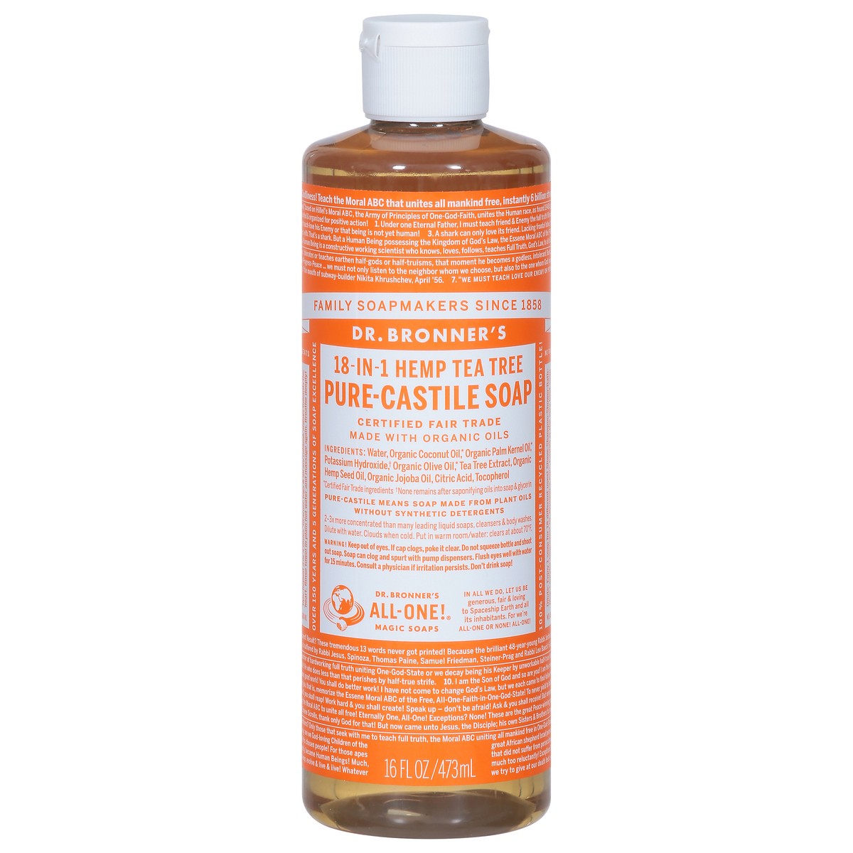 slide 1 of 11, Dr. Bronner's 18-in-1 Hemp Tea Tree Pure-Castile Soap 16 fl oz, 16 fl oz