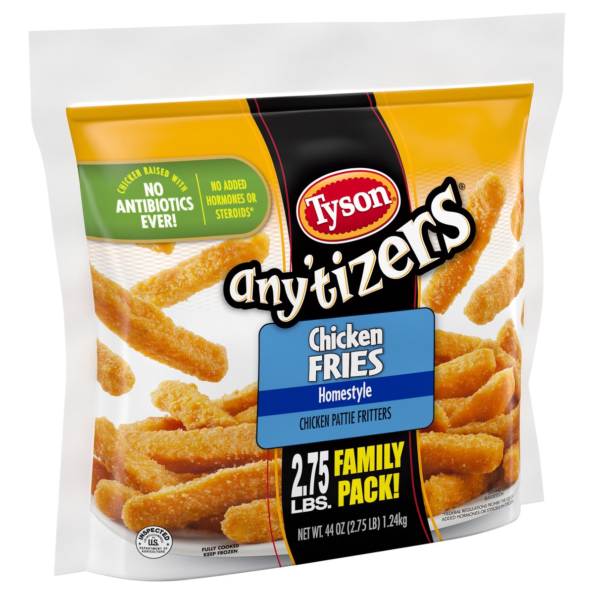 slide 3 of 6, TYSON ANYTIZERS Tyson Any'tizers Homestyle Chicken Fries, 44 oz. Family Pack (Frozen), 1.25 kg