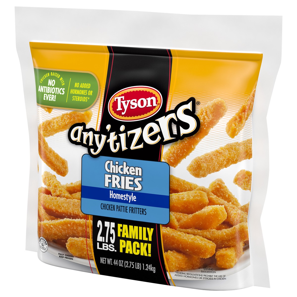 slide 4 of 6, Tyson Any'tizers Homestyle Chicken Fries, 44 oz. Family Pack (Frozen), 1.25 kg