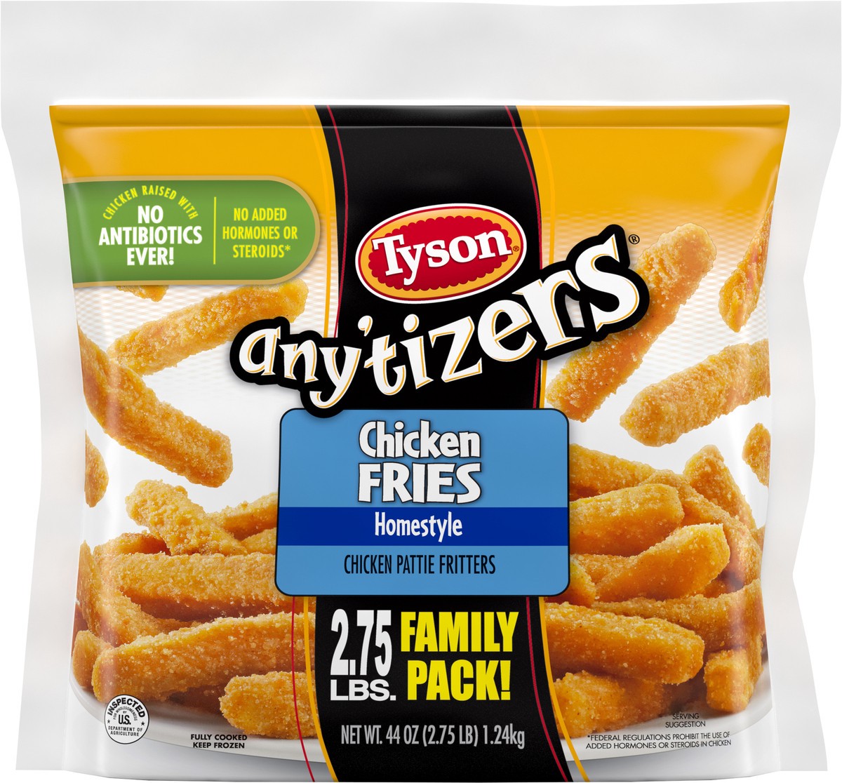 slide 6 of 6, TYSON ANYTIZERS Tyson Any'tizers Homestyle Chicken Fries, 44 oz. Family Pack (Frozen), 1.25 kg