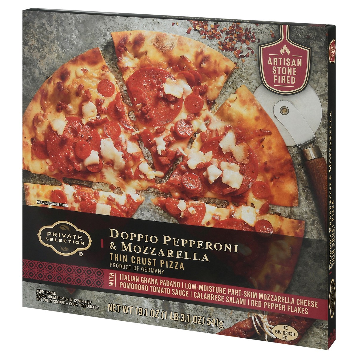 slide 4 of 11, Private Selection Doppio Pepperoni & Mozzarella Thin Crust Pizza, 19.1 oz