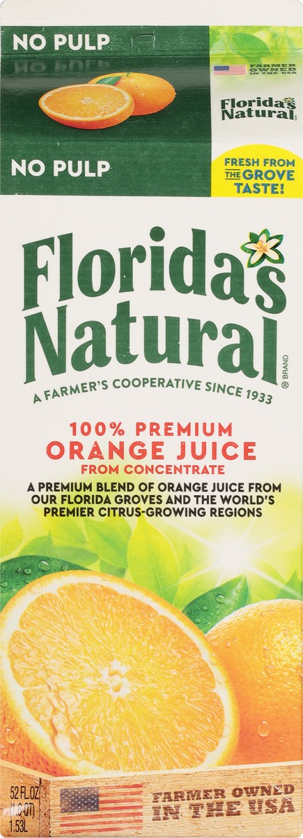 slide 5 of 9, Florida's Natural No Pulp Orange Juice, 52 fl oz