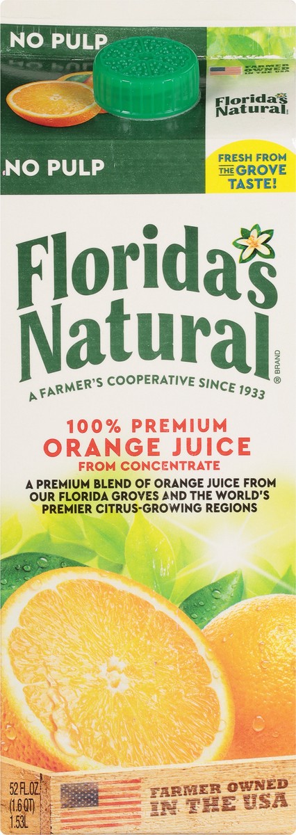 slide 6 of 9, Florida's Natural No Pulp Orange Juice, 52 fl oz