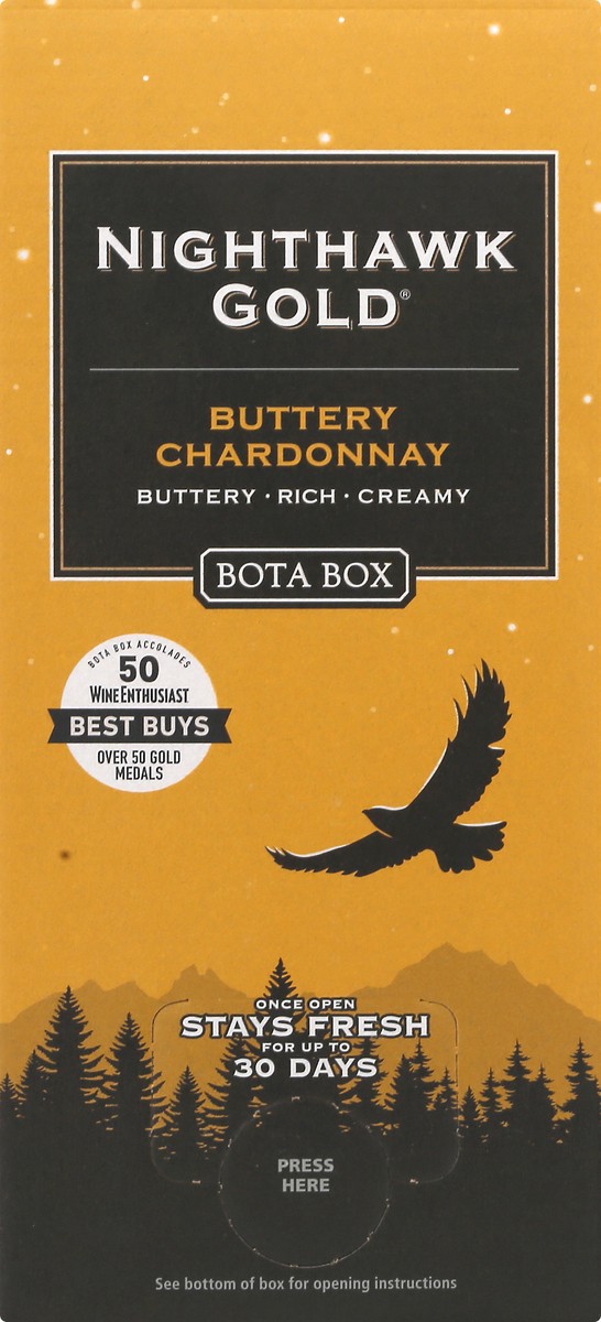 slide 6 of 9, Bota Box Buttery Chardonnay Nighthawk Gold Chardonnay California White Wine, 3 liter