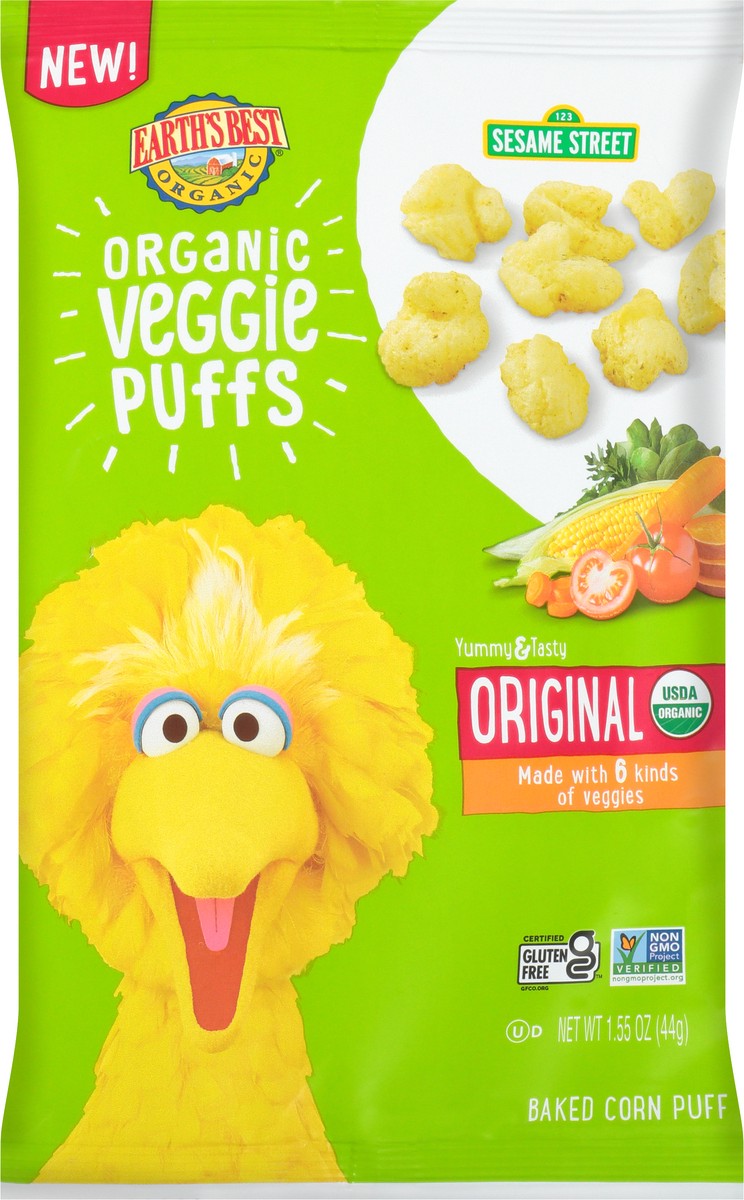slide 3 of 7, Earth's Best 123 Sesame Street Original Organic Veggie Puffs 1.55 oz. Bag, 1.55 oz