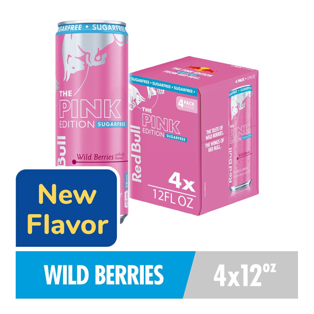 slide 5 of 6, Red Bull S/f Pink Edition 12oz/4pk, 4 ct; 12 oz