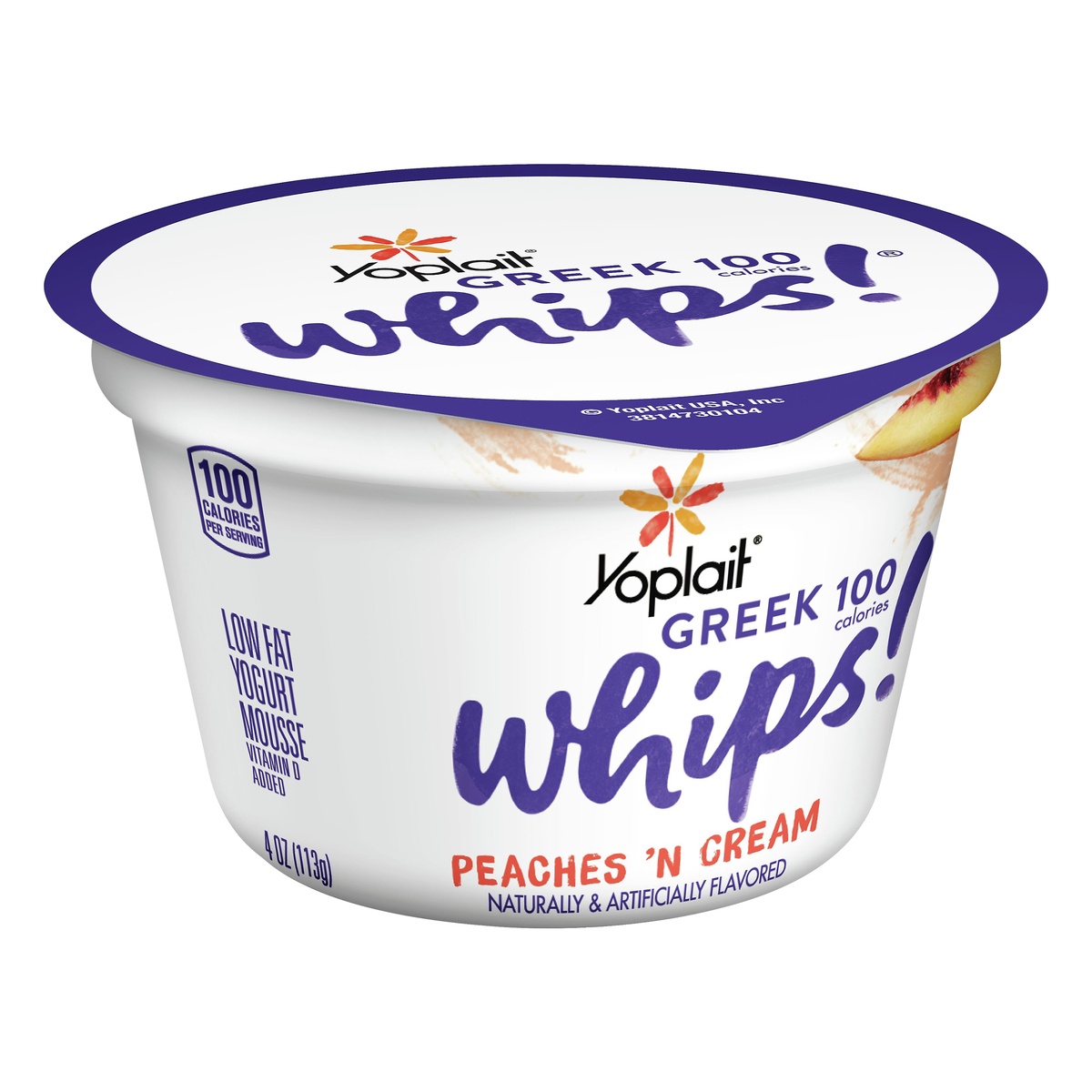 slide 2 of 10, Yoplait Greek Whips Yogurt, Fat Free Yogurt Mousse, Gluten Free, Peaches and Cream, 4 oz