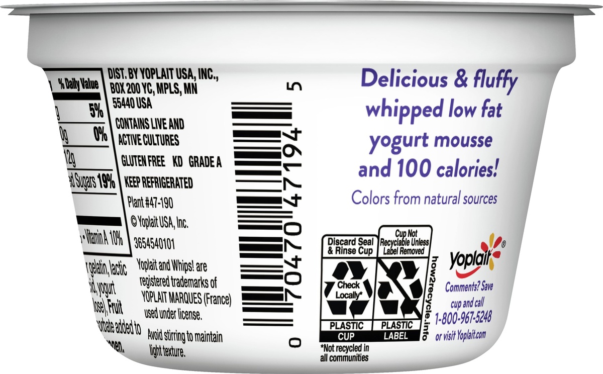 slide 10 of 10, Yoplait Greek Whips Yogurt, Fat Free Yogurt Mousse, Gluten Free, Peaches and Cream, 4 oz