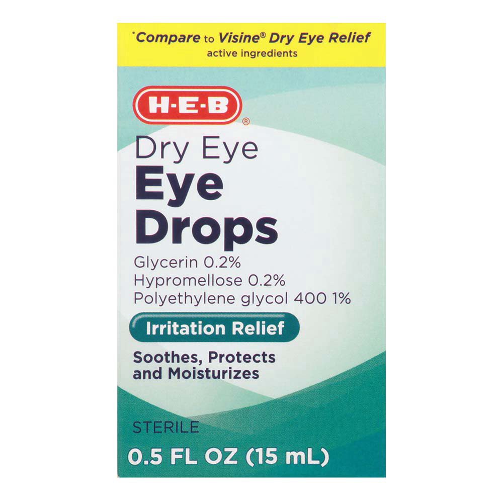 slide 1 of 1, H-E-B Dry Eye Relief Drops, 0.5 oz