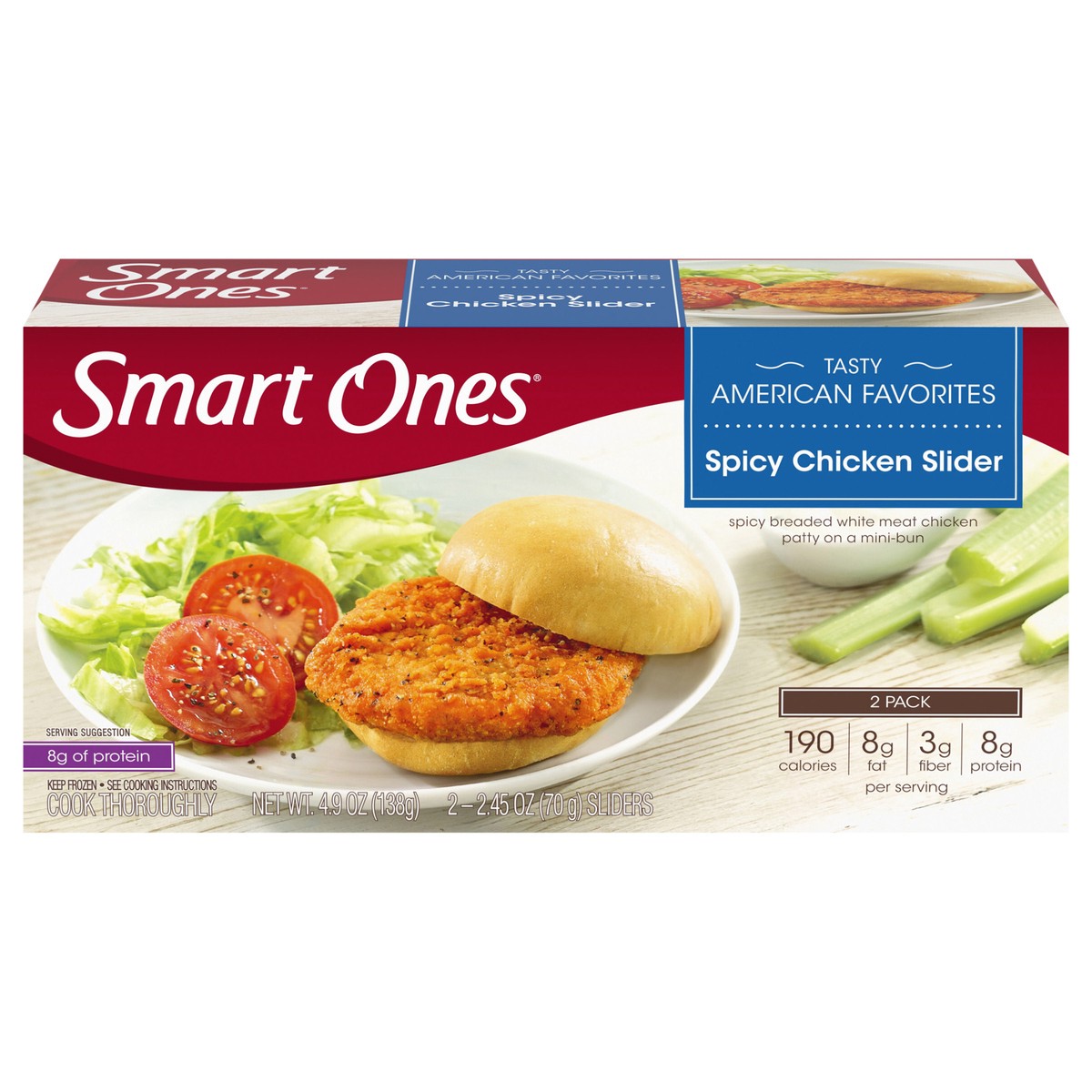 slide 2 of 13, Smart Ones Spicy Chicken Slider, Frozen Meal, 4.9 oz Box, 2 ct