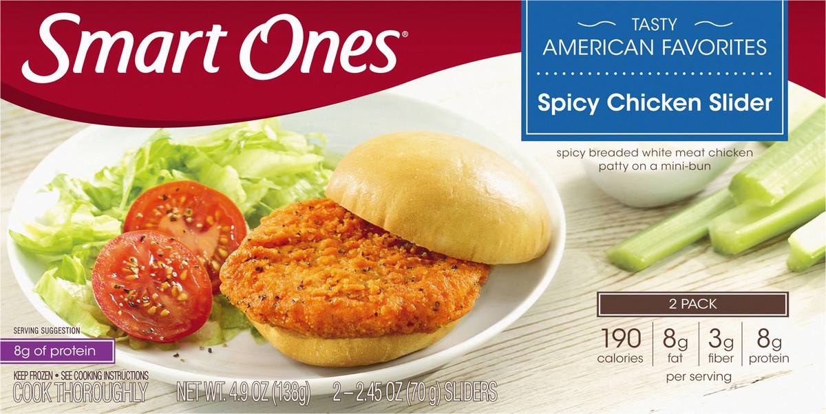 slide 13 of 13, Smart Ones Spicy Chicken Slider, Frozen Meal, 4.9 oz Box, 2 ct