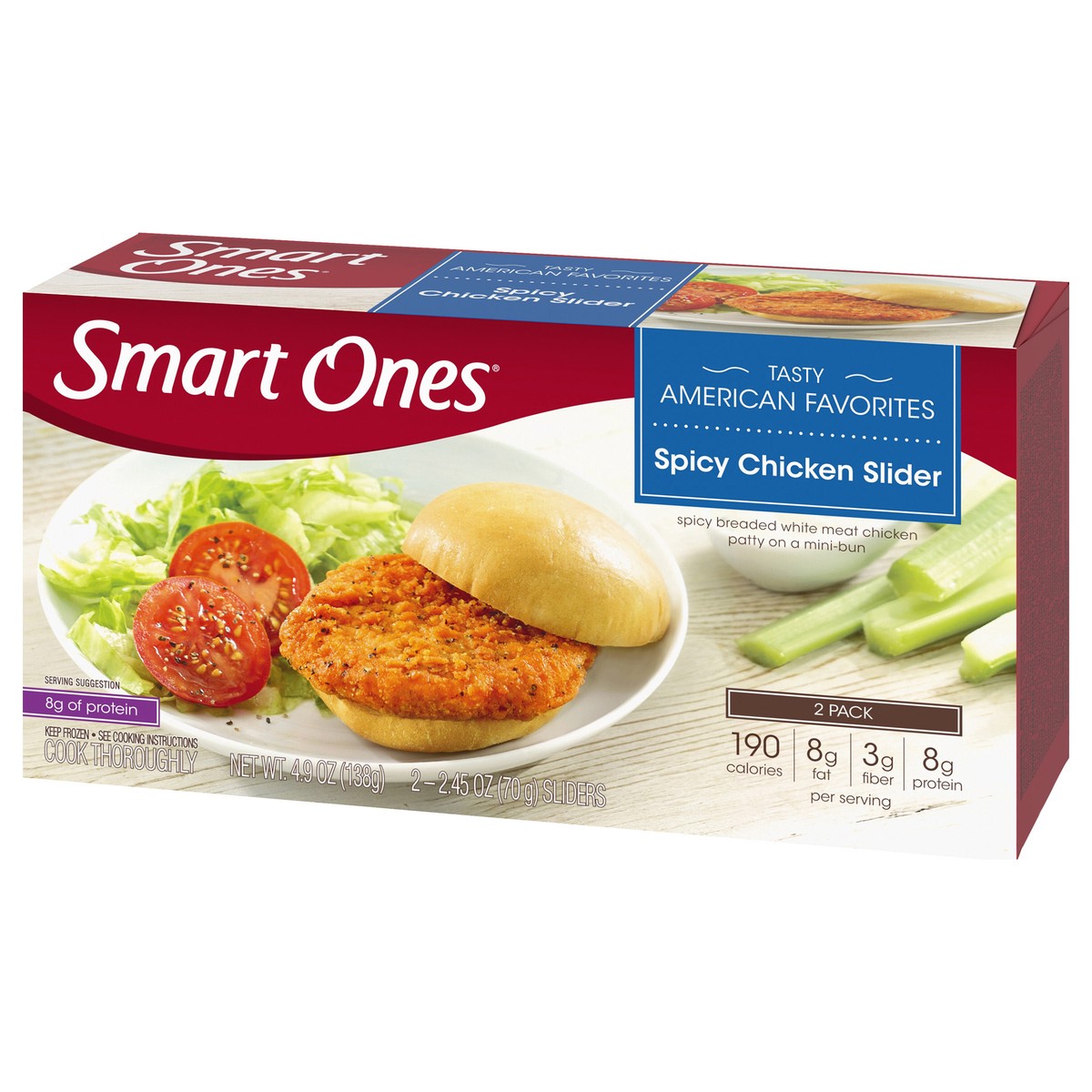 slide 4 of 13, Smart Ones Spicy Chicken Slider, Frozen Meal, 4.9 oz Box, 2 ct