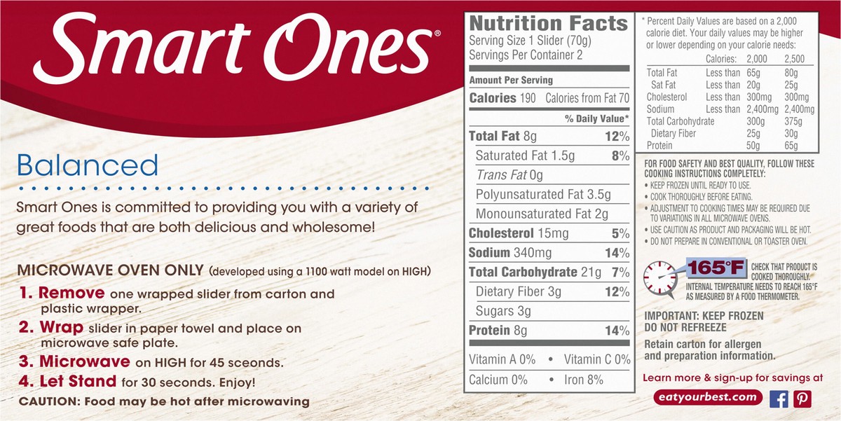 slide 7 of 13, Smart Ones Spicy Chicken Slider, Frozen Meal, 4.9 oz Box, 2 ct