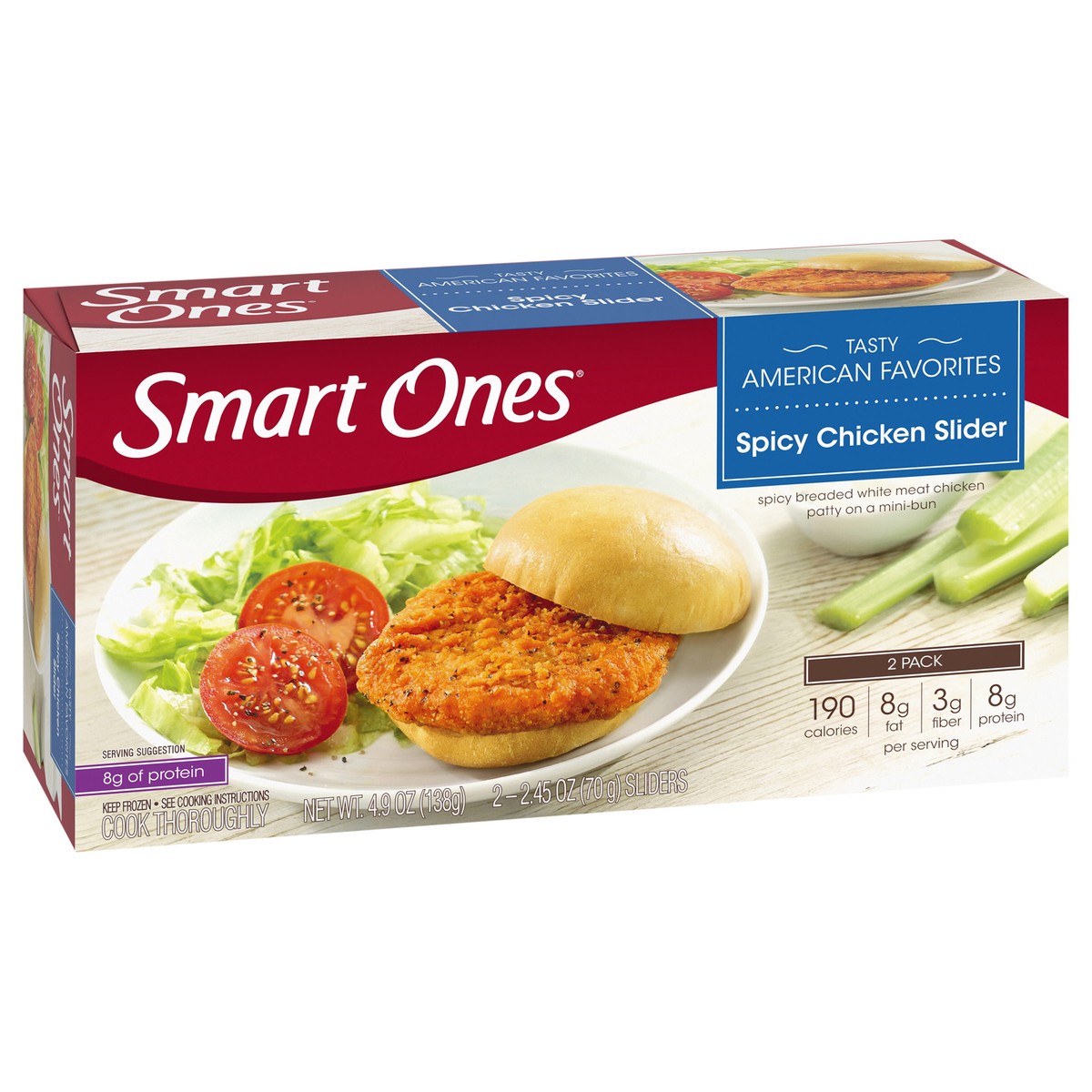 slide 10 of 13, Smart Ones Spicy Chicken Slider, Frozen Meal, 4.9 oz Box, 2 ct