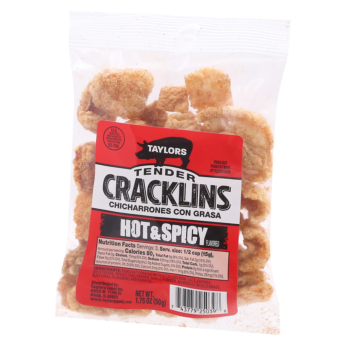 slide 2 of 12, Taylor's Tender Hot & Spicy Flavored Cracklins - 1.75 oz, 1.75 oz
