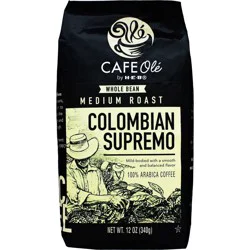H-E-B Cafe Ole Whole Bean Colombian Bucaramanga Supremo Medium Roast Coffee - 12 oz
