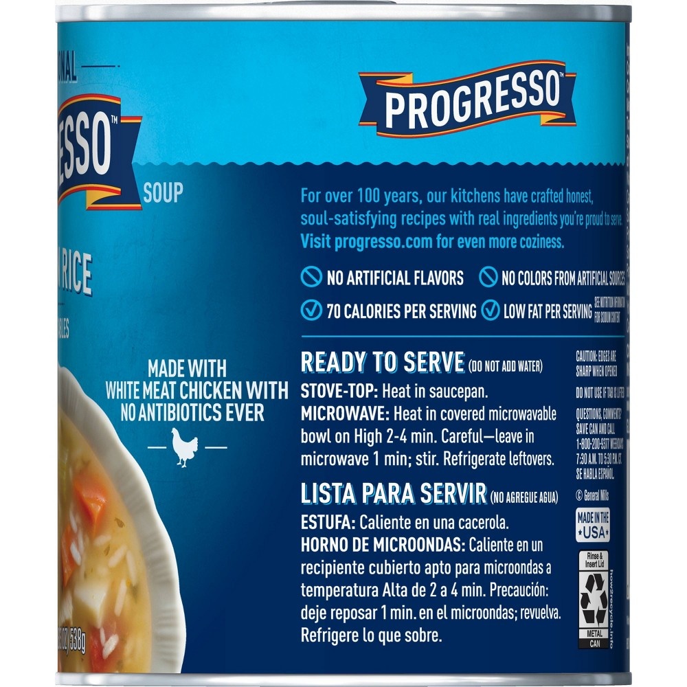 Progresso Soup, Traditional, Chicken Rice with Vegetables Soup, Gluten
