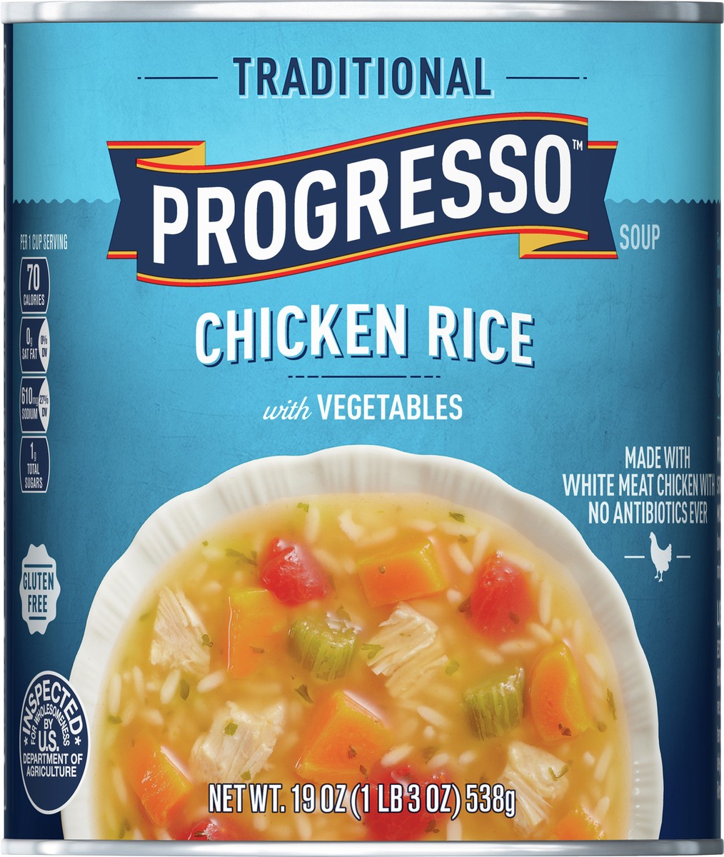 slide 9 of 9, Progresso Traditional, Chicken Rice with Vegetables Canned Soup, 19 oz., 19 oz