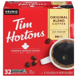 Tim Hortons Medium Roast 100% Arabica Original Blend Coffee - 32 x 0.37 oz K-Cup Pods