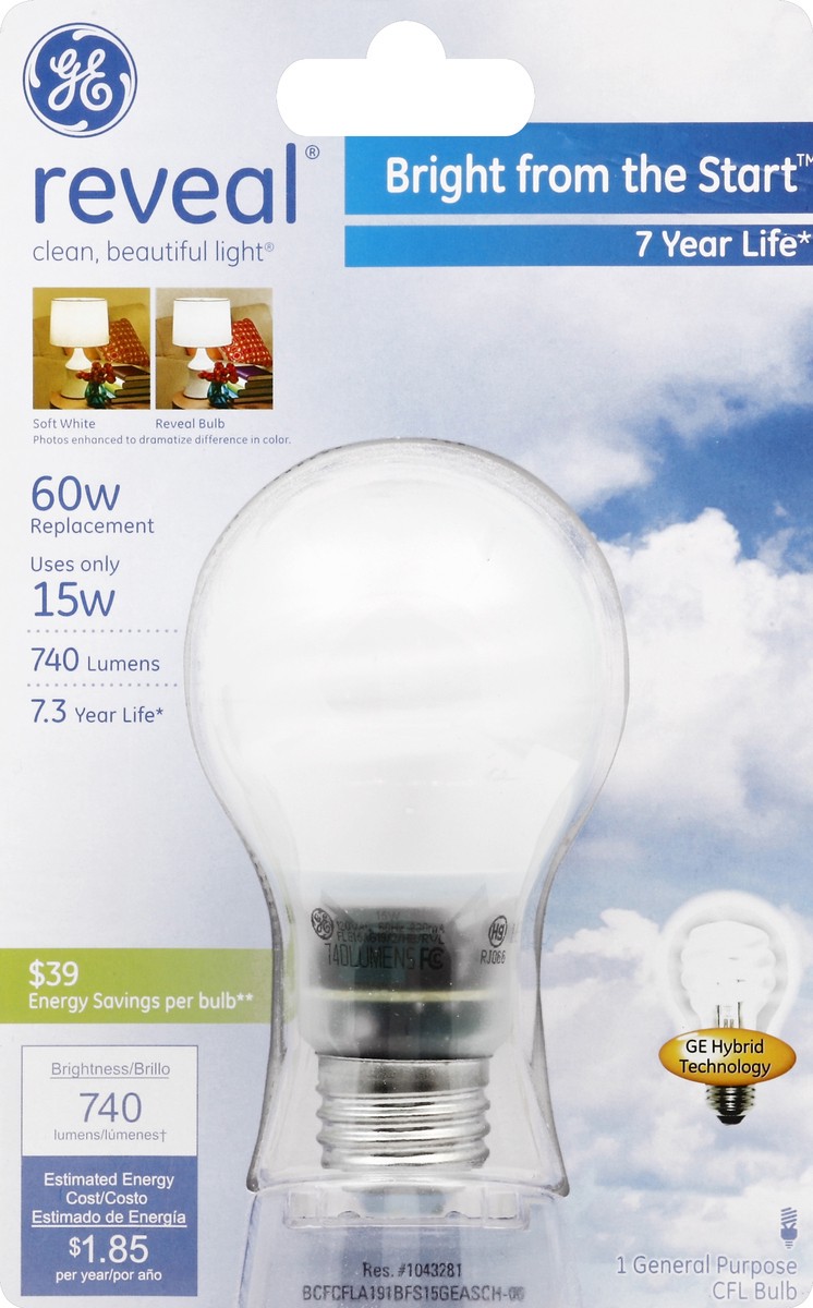 slide 2 of 2, GE Light Bulb 1 ea, 1 ea