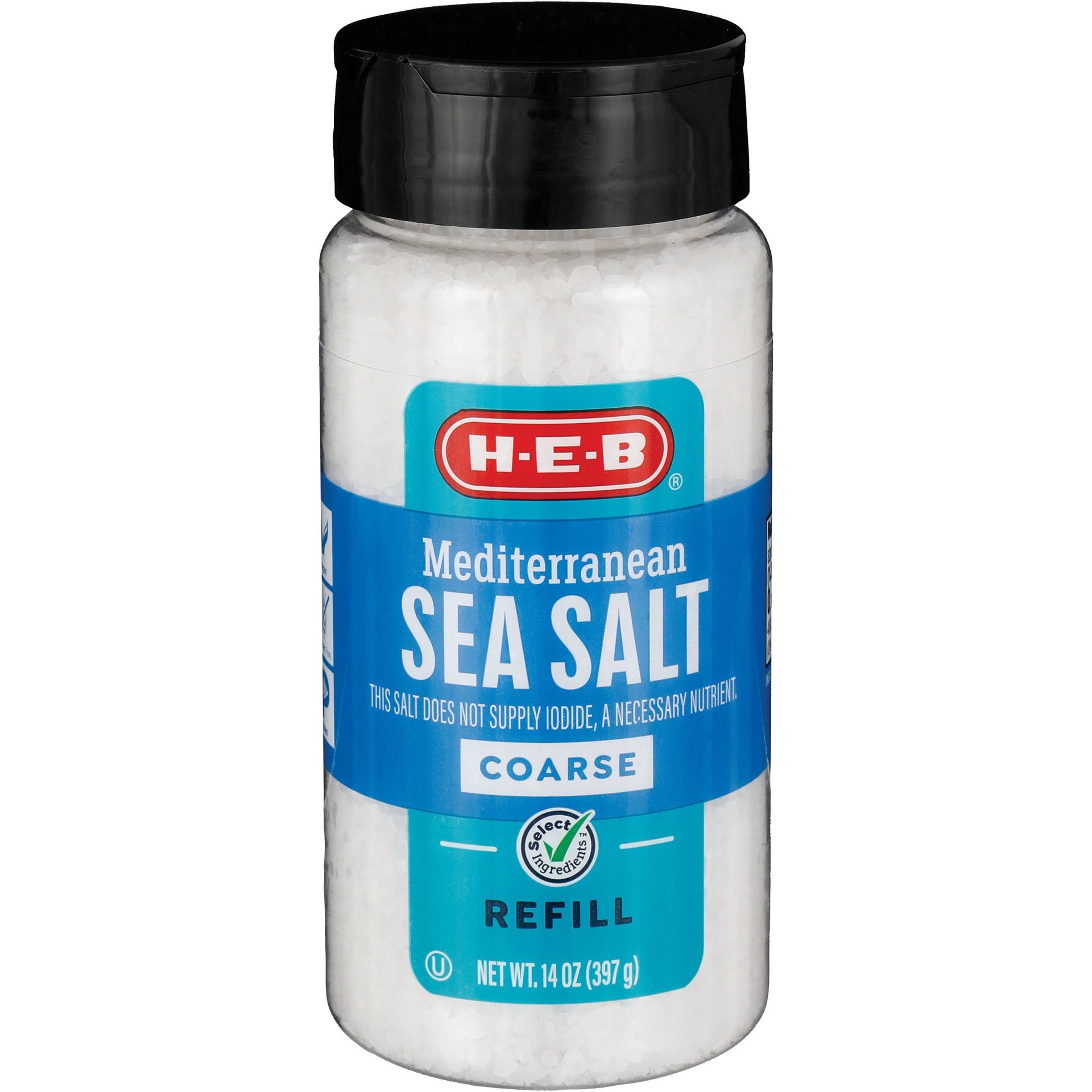 slide 1 of 1, H-E-B Coarse Mediterranean Sea Salt Refill, 14 oz
